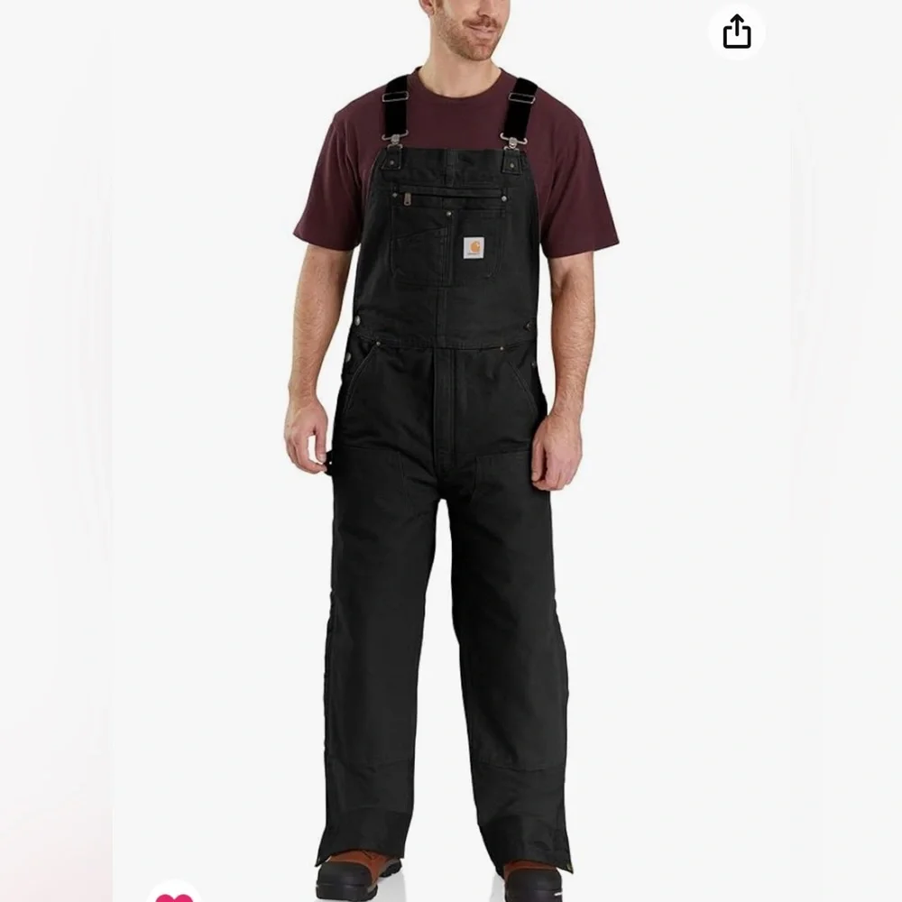 Carhartt mens Loose Fit Washed Duck Insulated Bib Overall SIZE XXL - Picture 5 of 6